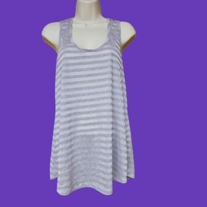 Purple and gray see through top